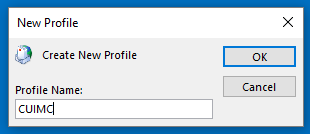 New Profile name prompt