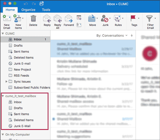 Shared Mailbox folders in Outlook