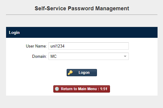 enter User Name and Domain window