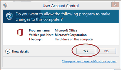 User Account Control prompt