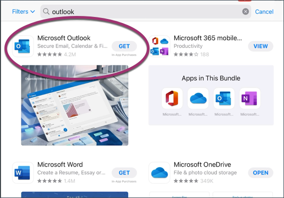 Outlook in the App Store