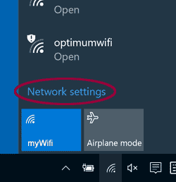 Windows 10 Network Settings link