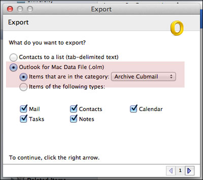 Export Items in Category Options