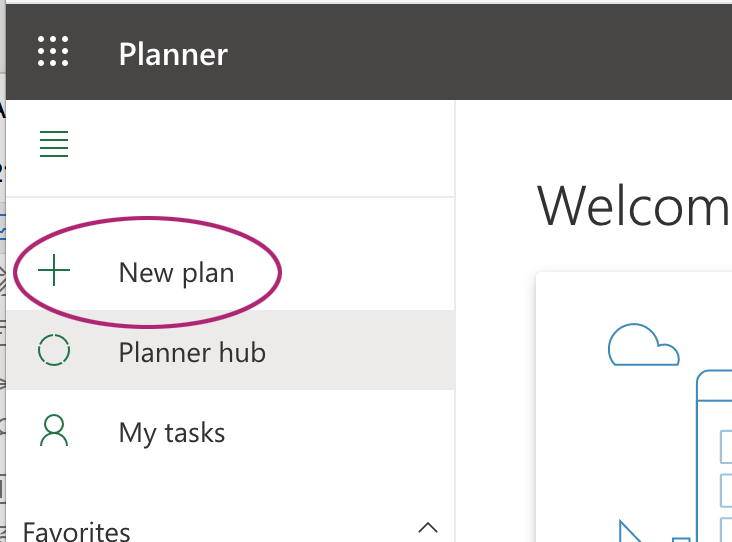 New plan link in left side of Planner online