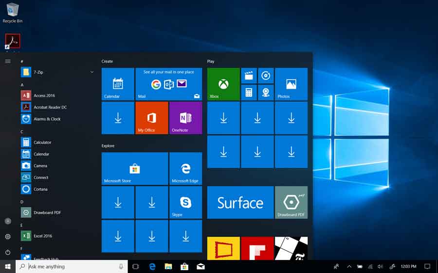 Windows 10 desktop with Windows flag in lower left