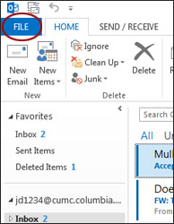 Outlook File tab