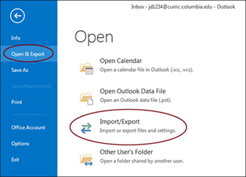 Outlook Export links