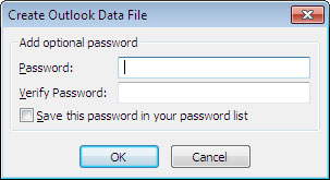 Create Outlook Data File window