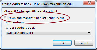 Offline Address Book settings