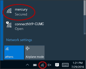 Mercury network in Windows 10 wifi list