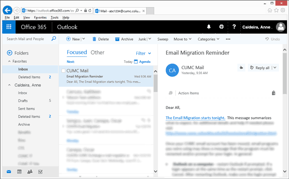 Web Outlook Inbox