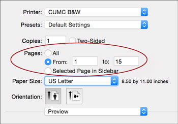 Macintosh Print Pages option
