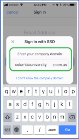 Sign in with SSO prompt