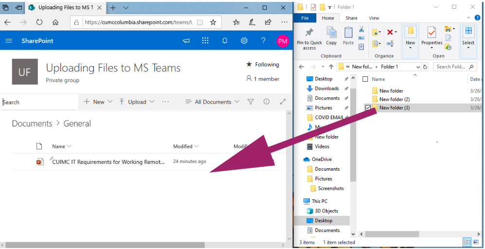Dragging a folder into SharePoint Documents