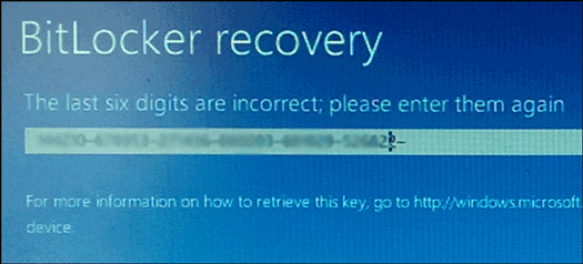 BitLocker Recovery Key screen