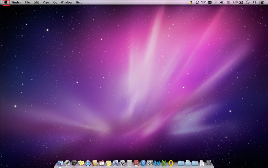 Macintosh desktop with Apple icon in upper left