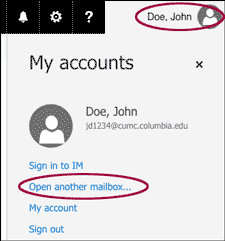 My accounts - Open another mailbox... link